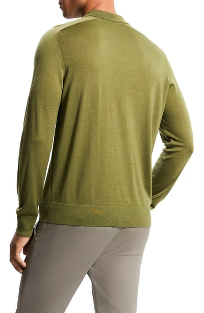 Shop Theory Long Sleeve Wool Polo In Capulet
