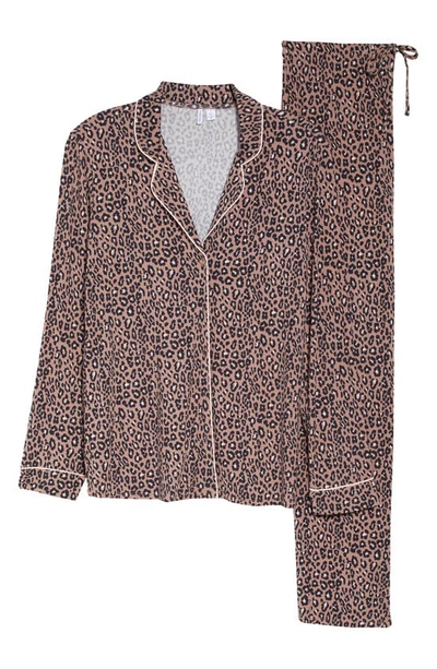 Shop Nordstrom Moonlight Eco Knit Pajamas In Brown Brownie Animal Prints