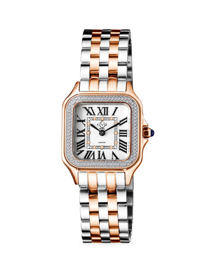 Shop Gv2 Women's Milan 27.5mm Two-tone Stainless Steel & Diamond Bracelet Watch In Sapphire