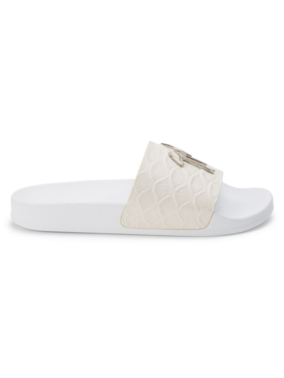 Shop Giuseppe Zanotti Men's Koi Alligator-embossed Leather Slides In White