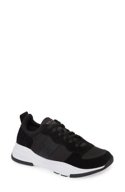 Shop Ted Baker Waverdi Sneaker In Black Satin/ Suede