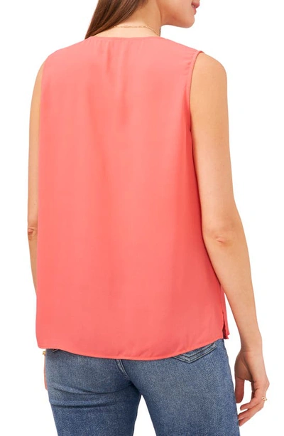 Shop Vince Camuto Ruffle Neck Sleeveless Georgette Blouse In Lush Coral