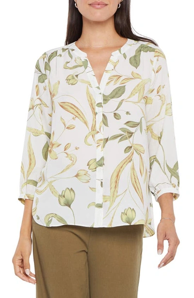 Shop Nydj High/low Crepe Blouse In Giverny Garden