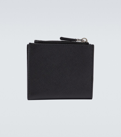 Shop Prada Leather Wallet In Nero