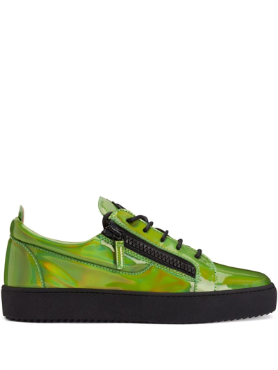 Shop Giuseppe Zanotti Frankie Low-top Leather Sneakers In Green