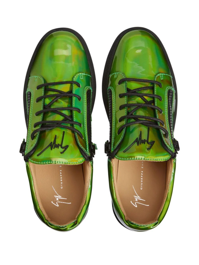 Shop Giuseppe Zanotti Frankie Low-top Leather Sneakers In Green
