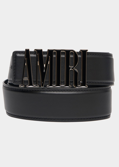 Shop Amiri Men's Core Logo Leather Belt In Black