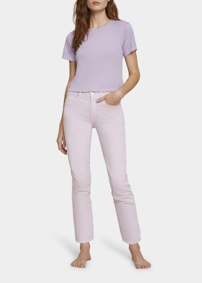 Shop Amo Denim Tomboy Straight Cropped Jeans In Lilac