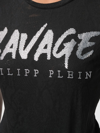 Shop Philipp Plein Sequin-design Cotton T-shirt In Black