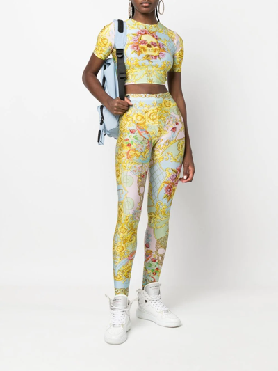 Philipp Plein Baroque-print Crop-top In Green
