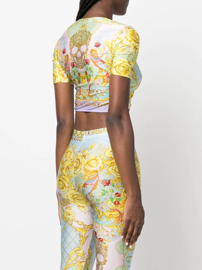 Philipp Plein Baroque-print Crop-top In Green