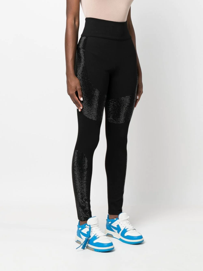 Shop Philipp Plein High-rise Embellished Leggings In Black