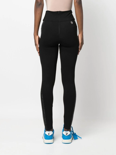 Philipp Plein High-rise Embellished Leggings In Black