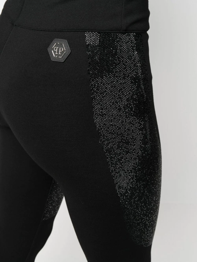 Shop Philipp Plein High-rise Embellished Leggings In Black