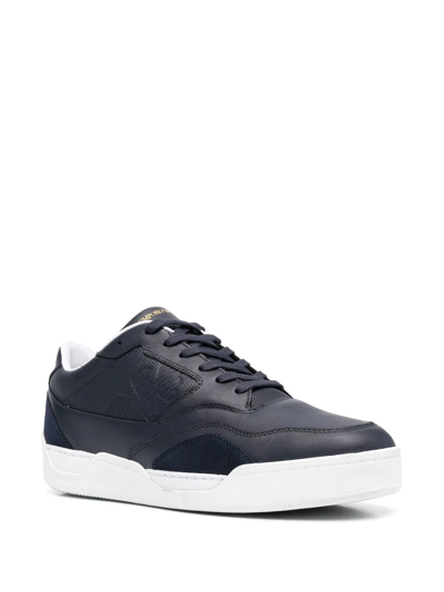 Shop Emporio Armani Logo-embossed Lace-up Sneakers In Blue