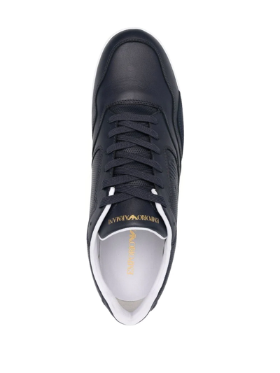 Shop Emporio Armani Logo-embossed Lace-up Sneakers In Blue