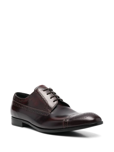 Shop Emporio Armani Lace-up Leather Brogues In Red