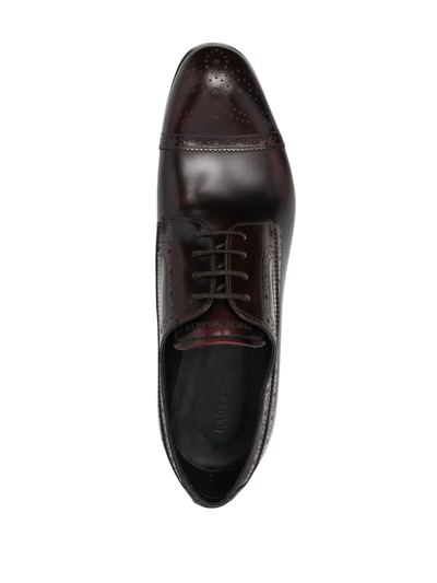 Shop Emporio Armani Lace-up Leather Brogues In Red