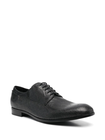 Emporio Armani Snakeskin-effect Leather Lace-up Shoes In Black