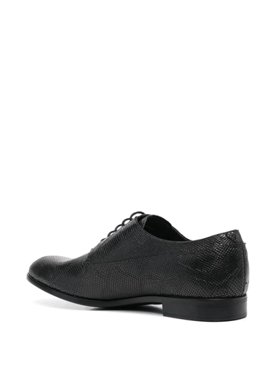 Emporio Armani Snakeskin-effect Leather Lace-up Shoes In Black