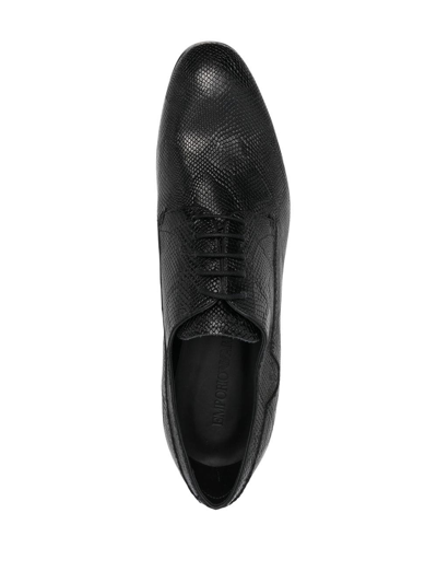 Emporio Armani Snakeskin-effect Leather Lace-up Shoes In Black