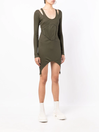 Shop Dion Lee Fin Corset Dress In Green