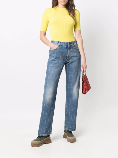 Stella Mccartney Short-sleeve Crew Neck Jumper In Yellow