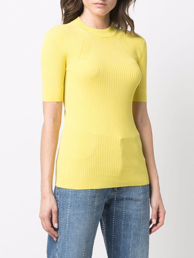 Shop Stella Mccartney Short-sleeve Crew Neck Jumper In Yellow