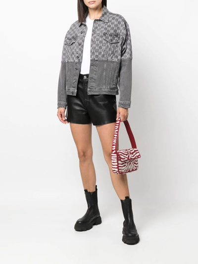 Shop Karl Lagerfeld Monogram-print Denim Jacket In Grey