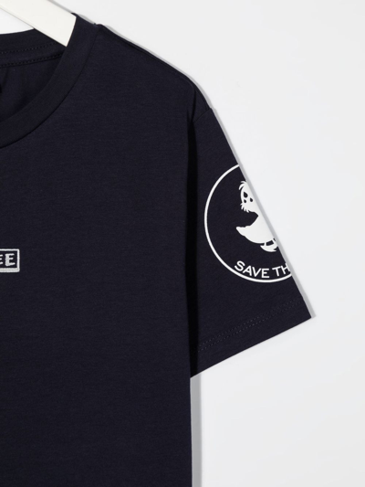 Save The Duck Logo-print Organic Cotton T-shirt In Blue