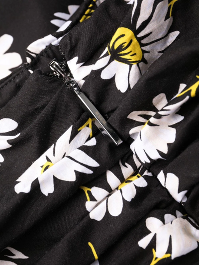 Shop Msgm Floral-print A-line Dress In Black