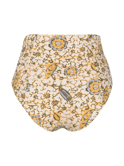 Shop Ulla Johnson Zahara Citrus-print Bikini Bottoms In Nude