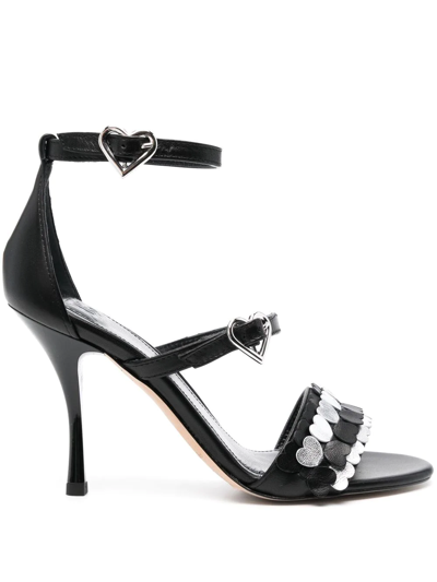 Shop Blugirl Heart-detail 100mm Sandals In Black