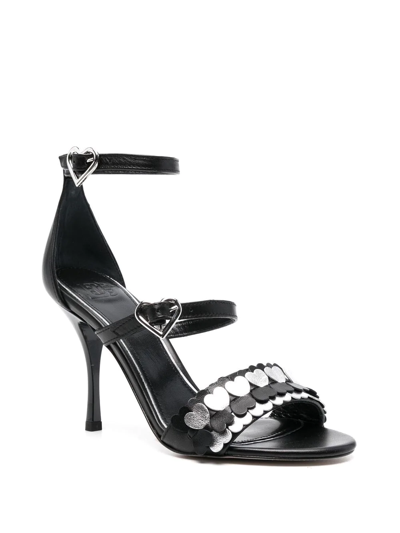 Shop Blugirl Heart-detail 100mm Sandals In Black