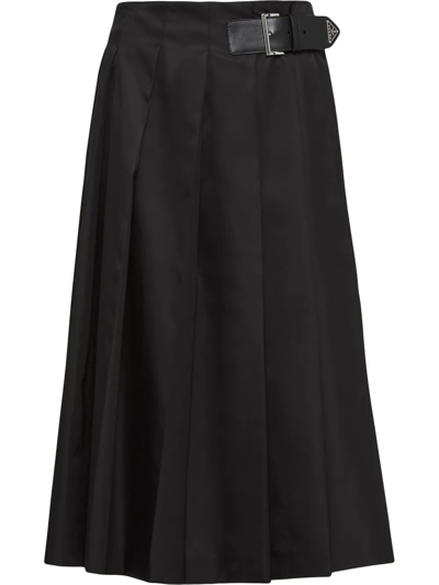 Shop Prada Re-nylon Pleated Skirt In Black