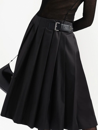 Shop Prada Re-nylon Pleated Skirt In Black