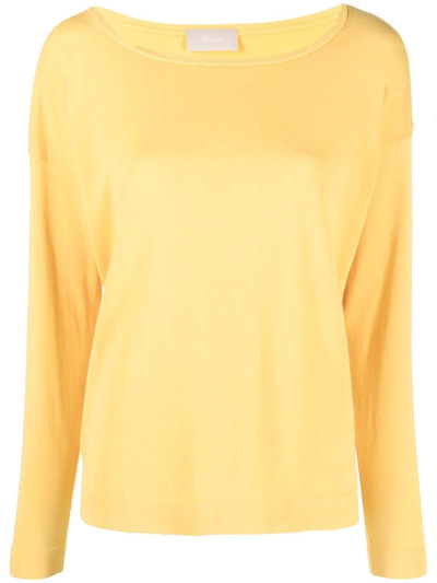 Shop Drumohr Round-neck Long-sleeve Jumper In Yellow