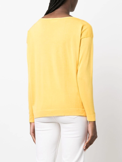 Shop Drumohr Round-neck Long-sleeve Jumper In Yellow