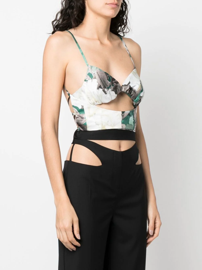 Shop Act N°1 Floral-print Tie-back Top In Green