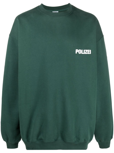 Shop Vetements Round Neck Sweatshirt In Green