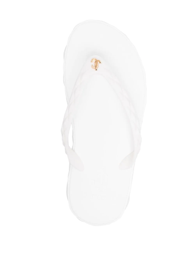 Shop Jimmy Choo Diamond Flip-flop Sandals In White