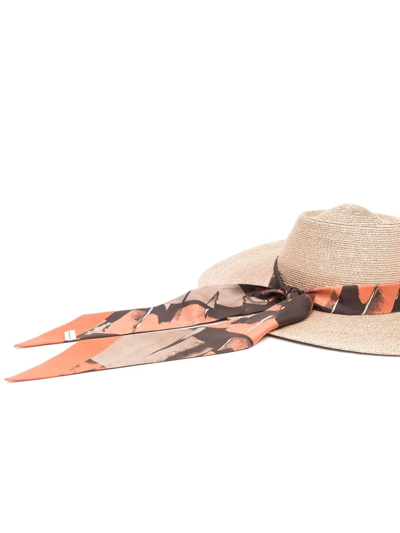 Ferragamo Ribbon-tie Straw Hat In Neutrals
