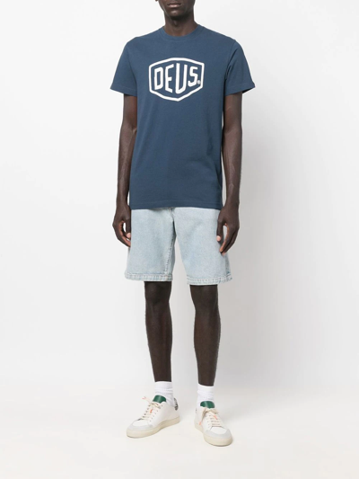 Deus Ex Machina Logo-print Cotton T-shirt In Blue