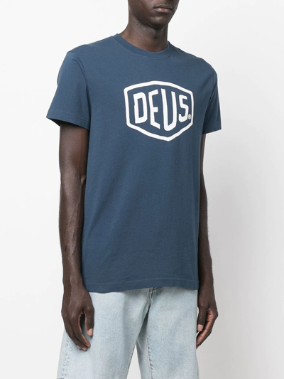 Deus Ex Machina Logo-print Cotton T-shirt In Blue