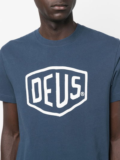 Deus Ex Machina Logo-print Cotton T-shirt In Blue