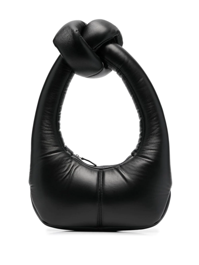 Shop A.w.a.k.e. Mia Knotted Faux-leather Shoulder Bag In Black