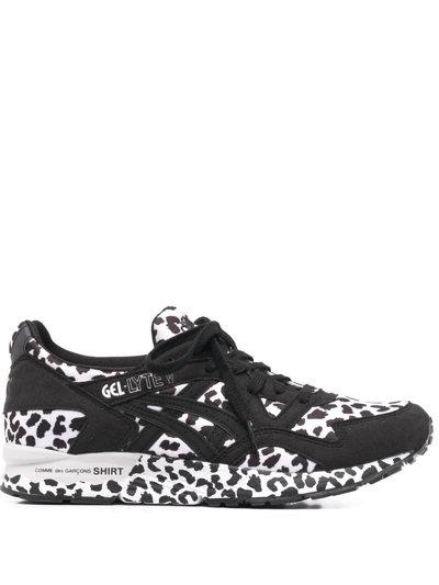 Shop Comme Des Garçons Shirt Leopard-print Lace-up Sneakers In Black