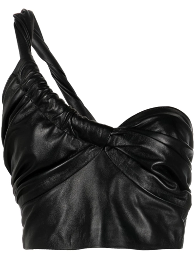 Shop Manokhi One-shoulder Cropped Top In Black