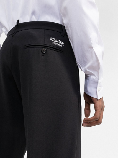 Dsquared2 Dan Stretch-fit Wool Trousers In Schwarz