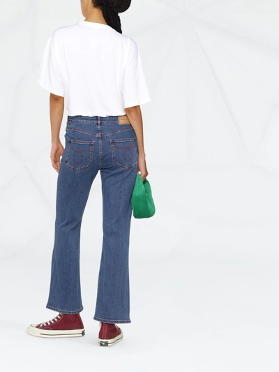 Shop See By Chloé Logo-patch Flared Jeans In Blau